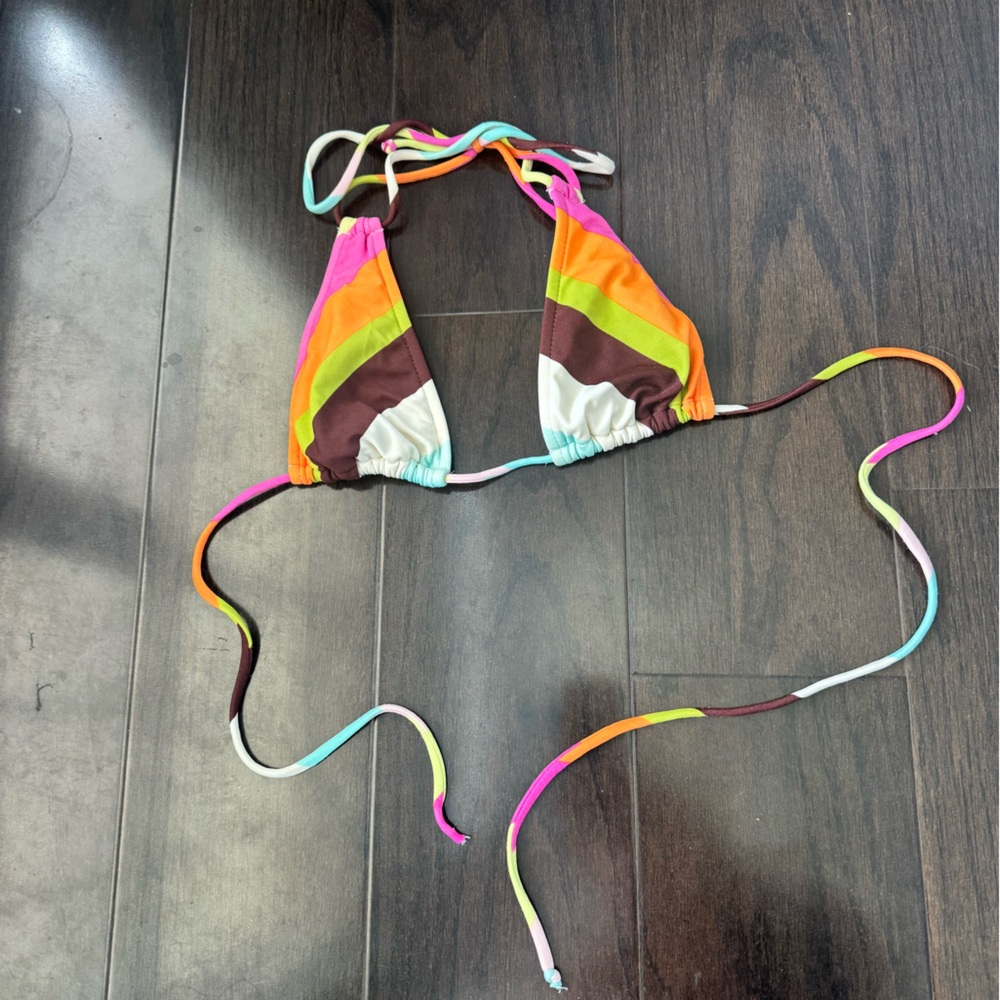 Colorful Striped Bikini Top